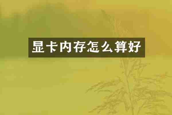 显卡内存怎么算好