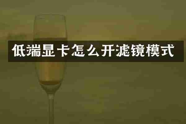 低端显卡怎么开滤镜模式