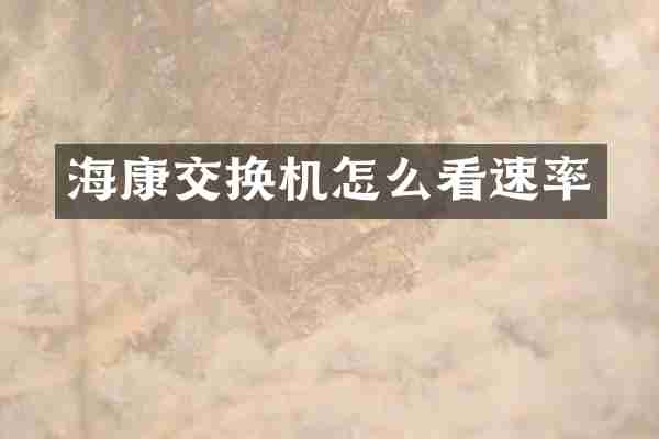 海康交换机怎么看速率