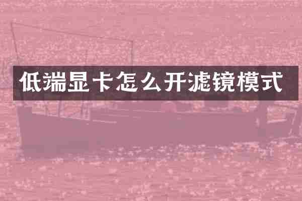 低端显卡怎么开滤镜模式