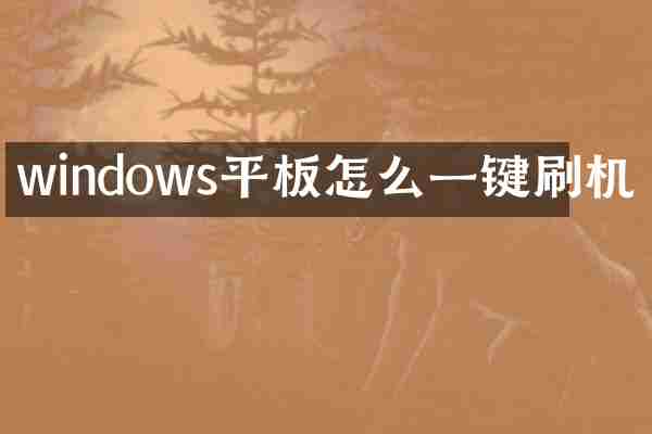 windows平板怎么一键刷机