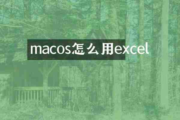 macos怎么用excel