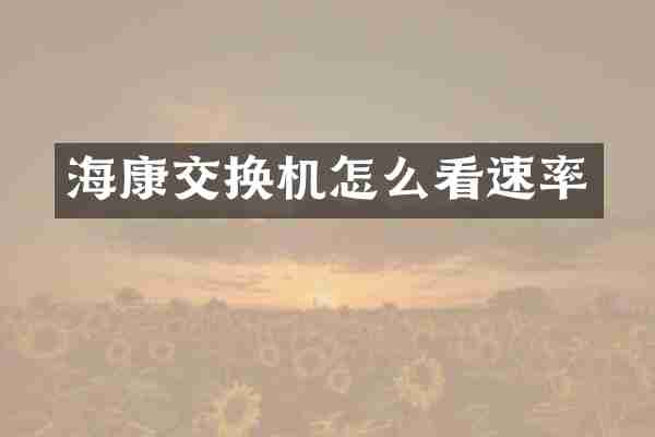 海康交换机怎么看速率