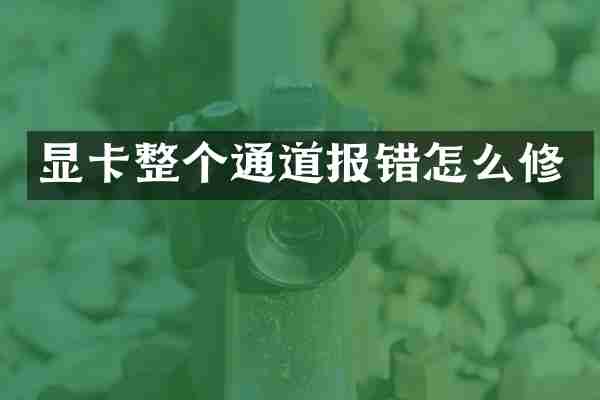 显卡整个通道报错怎么修