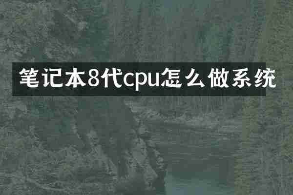 笔记本8代cpu怎么做系统