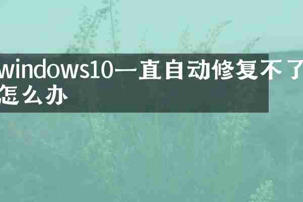 windows10一直自动修复不了怎么办