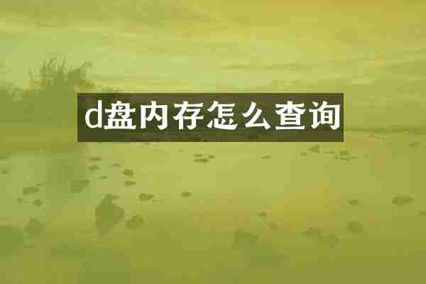 d盘内存怎么查询