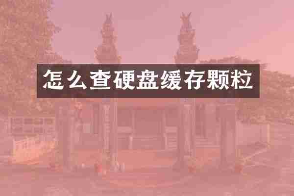 怎么查硬盘缓存颗粒
