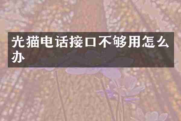 光猫电话接口不够用怎么办