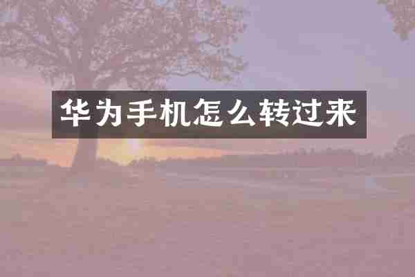 华为手机怎么转过来