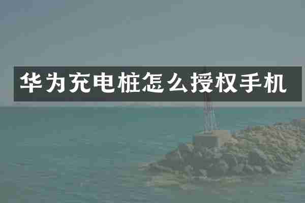 华为充电桩怎么授权手机