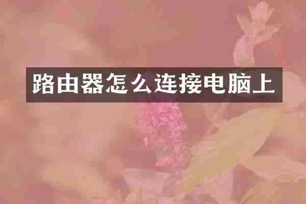 路由器怎么连接电脑上