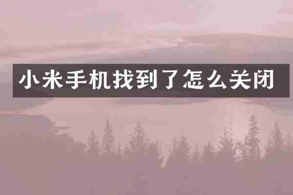 小米手机找到了怎么关闭