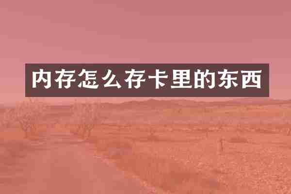 内存怎么存卡里的东西