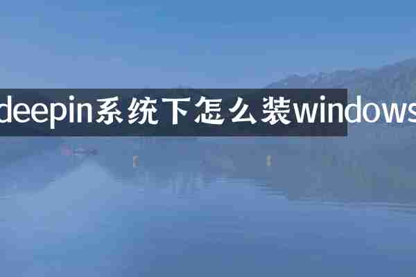 deepin系统下怎么装windows