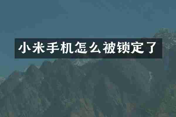 小米手机怎么被锁定了