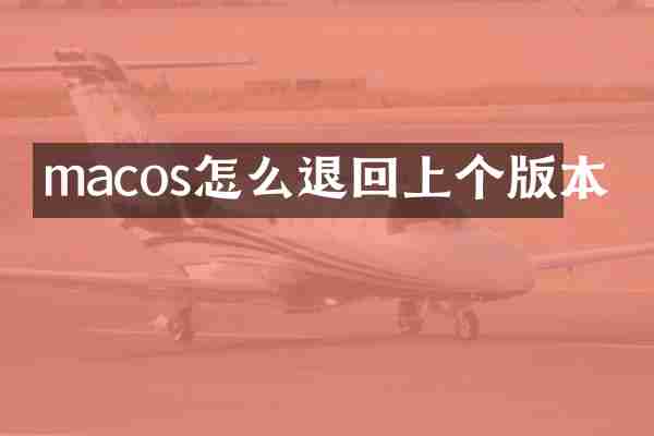 macos怎么退回上个版本