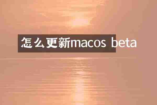 怎么更新macos beta