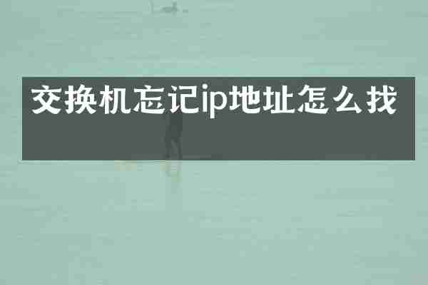 交换机忘记ip地址怎么找回