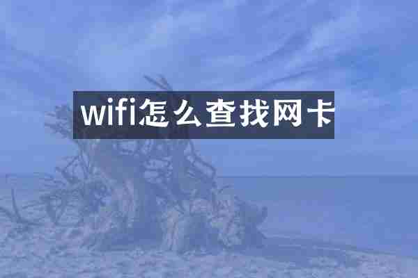 wifi怎么查找网卡