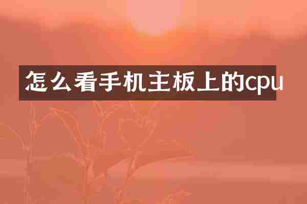 怎么看手机主板上的cpu