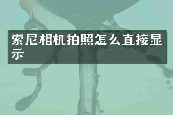 索尼相机拍照怎么直接显示