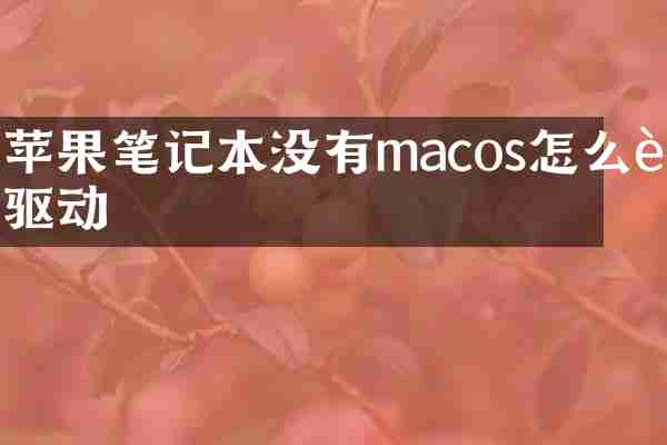 苹果笔记本没有macos怎么装驱动