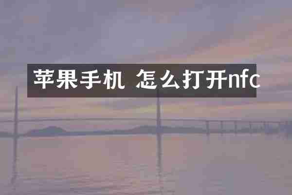苹果手机 怎么打开nfc