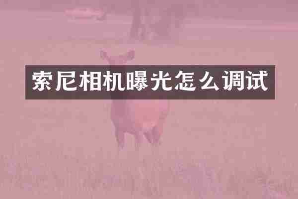 索尼相机曝光怎么调试