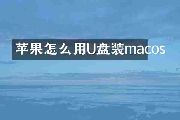 苹果怎么用U盘装macos