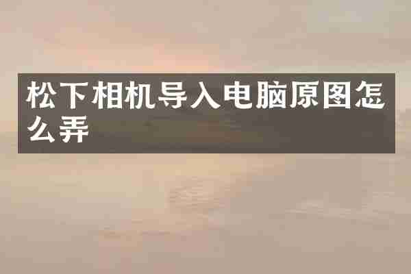 松下相机导入电脑原图怎么弄