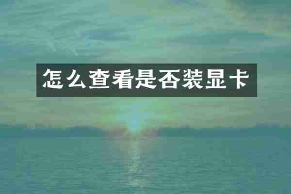 怎么查看是否装显卡