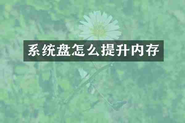 系统盘怎么提升内存