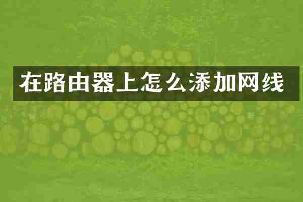 在路由器上怎么添加网线