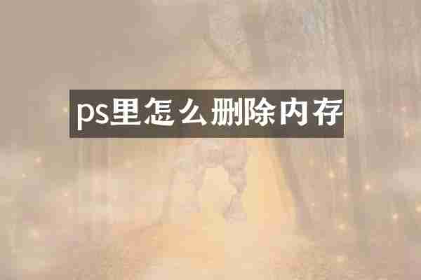 ps里怎么删除内存
