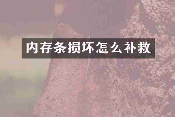 内存条损坏怎么补救