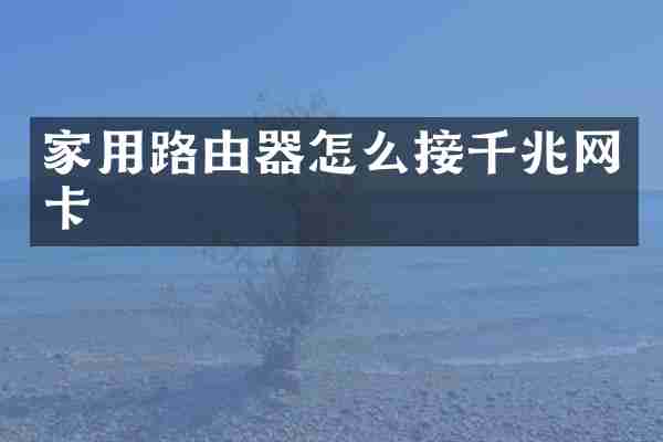 家用路由器怎么接千兆网卡