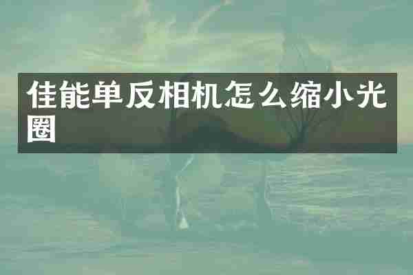 佳能单反相机怎么缩小光圈