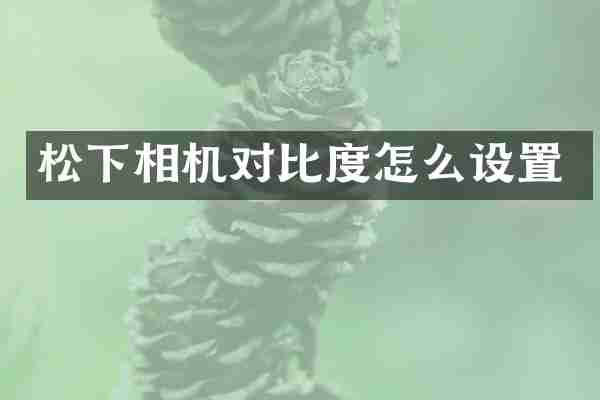 松下相机对比度怎么设置