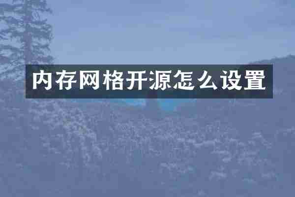内存网格开源怎么设置