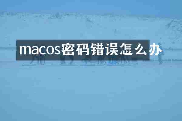 macos密码错误怎么办