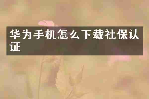 华为手机怎么下载社保认证