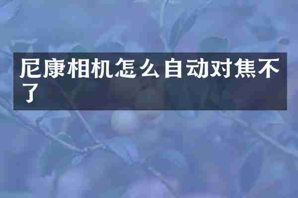 尼康相机怎么自动对焦不了