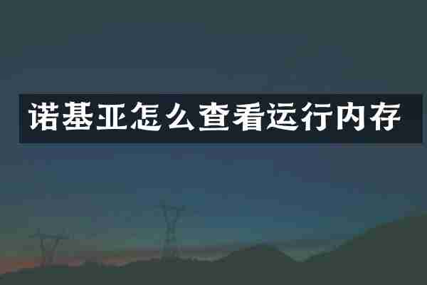 诺基亚怎么查看运行内存