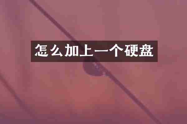 怎么加上一个硬盘