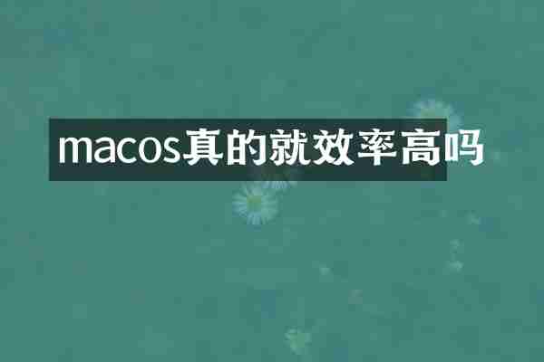 macos真的就效率高吗