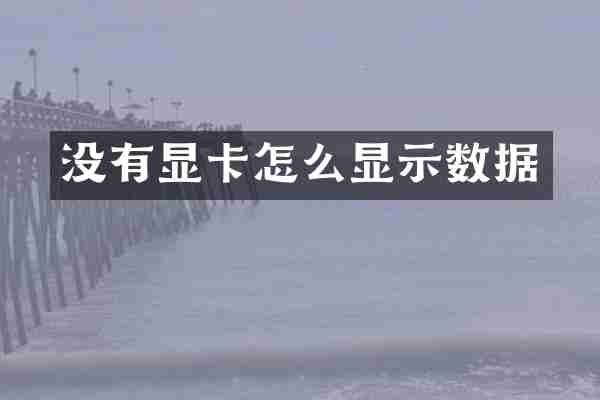 没有显卡怎么显示数据
