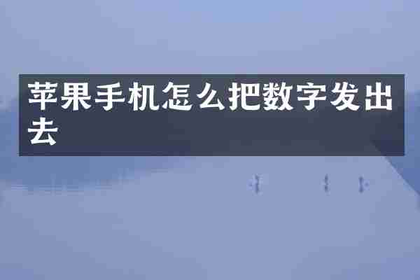 苹果手机怎么把数字发出去
