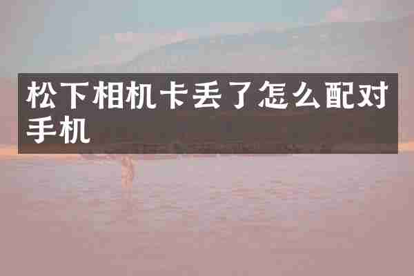 松下相机卡丢了怎么配对手机