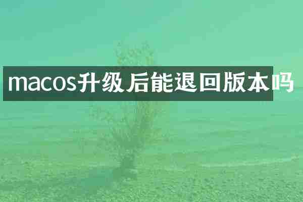 macos升级后能退回版本吗